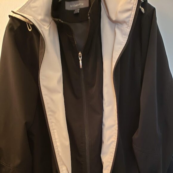 Liz Claiborne Andrea Cool Weather Jacket Blk & Tan w/Removeable Hood Size: XL - Picture 4 of 9